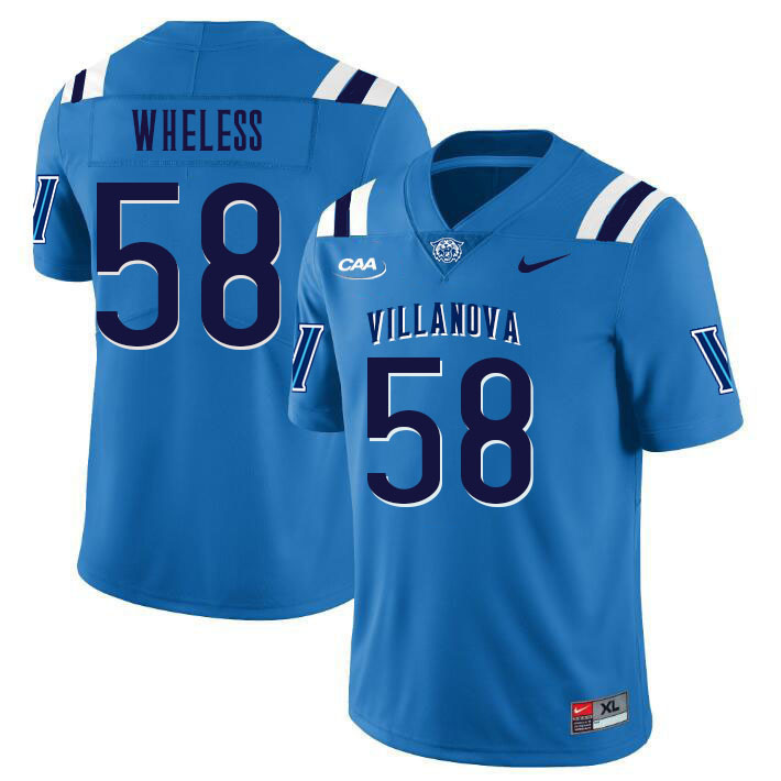 Men #58 Ben Wheless Villanova Wildcats College Football Jerseys Stitched Sale-Light Blue